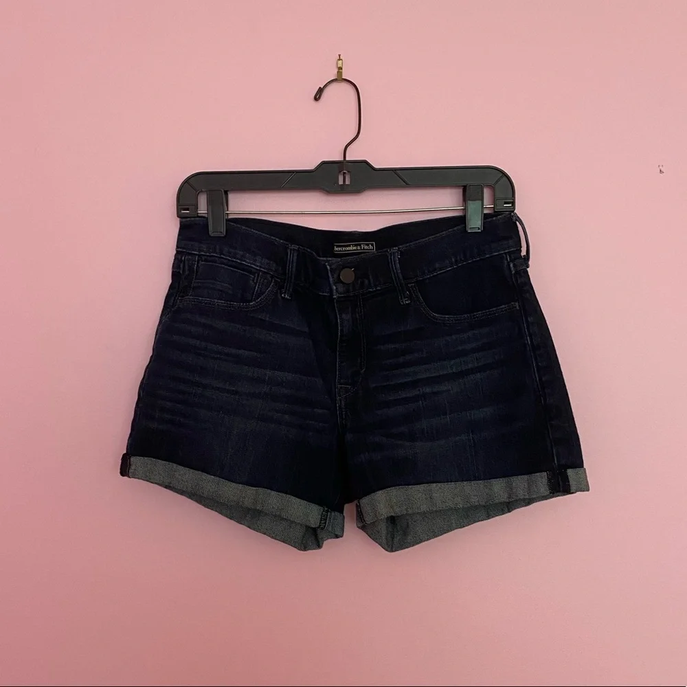 Abercrombie High Rise Midi Denim Short